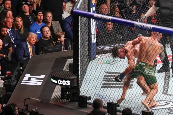 UFC 경기 지켜보는 트럼프 대통령. AFP=연합뉴스