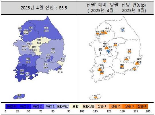 4월 주택사업경기전망지수. [주택산업연구원 제공]