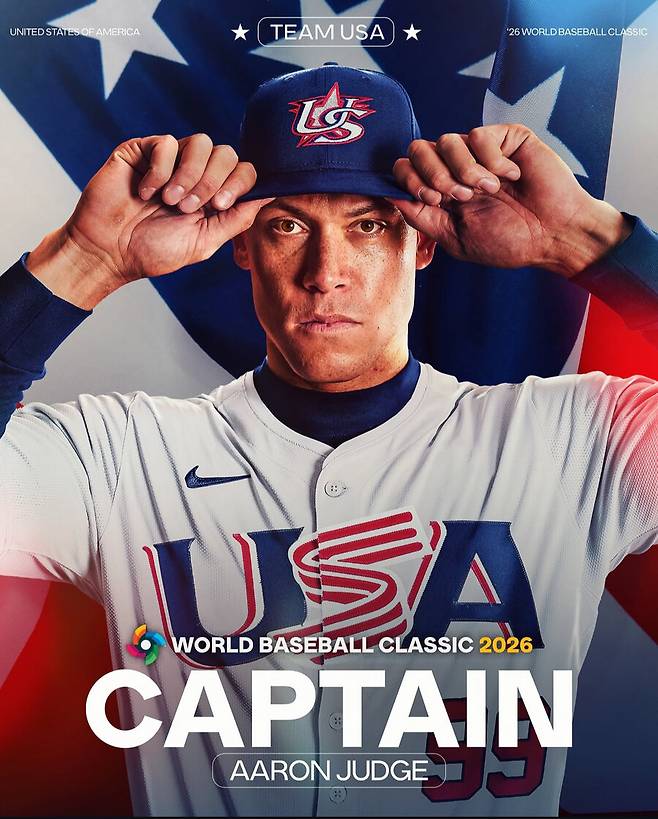▲ 애런 저지(뉴욕 양키스)가 일찌감치 2026 WBC(월드베이스볼클래식) 출전을 선언했다. 미국 대표팀 주장으로 스타군단을 이끈다.