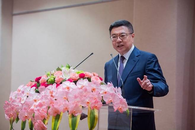 [서울=뉴시스] 줘룽타이 대만 행정원장. 지난해 5월 20일 취임식에서 연설하고 있다. (출처: 행정원 홈페이지) 2025.04.16.