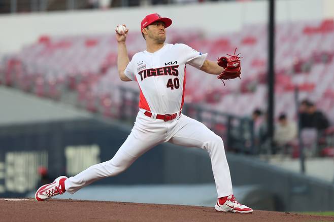 KIA 네일이 15일 광주-기아 챔피언스 필드에서 열린 2025 KBO리그 KT전에 선발 등판해 역투하고 있다. 사진 | KIA 타이거즈