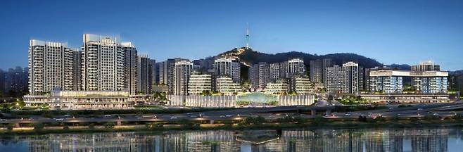 DL이앤씨 '아크로 한남' 단지 투시도.