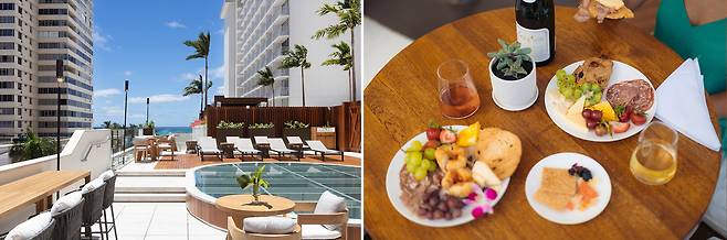 다양한 음식과 음주류를 하루 종일 즐길 수 있는 롱보드 클럽라운지. 사진제공|팜투어