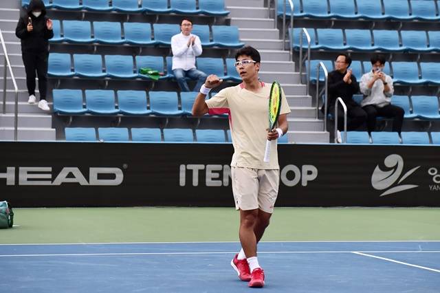 정현의 세리머니. /사진=부산오픈챌린저조직위원회 제공