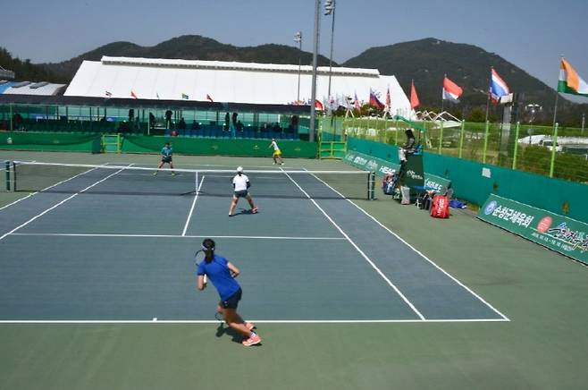 주니어 테니스 경기 장면  [순창군 제공. 재판매 및 DB 금지]