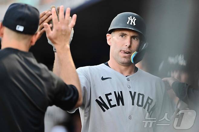 뉴욕 양키스가 18일(한국시간) 미국 플로리다주 탬파 조지 M.스타인브레너 필드에서 열린 2025 메이저리그 탬파베이 레이스와 원정 경기에서 6-3으로 승리했다. ⓒ AFP=뉴스1