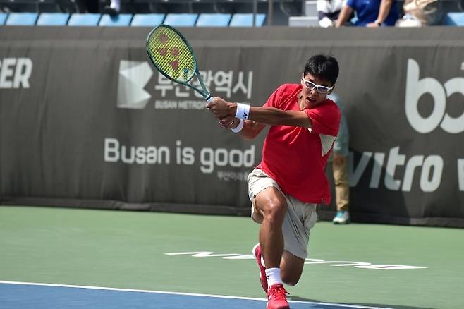 부산오픈 8강에서 탈락한 정현(사진/부산오픈챌린저투어조직위)