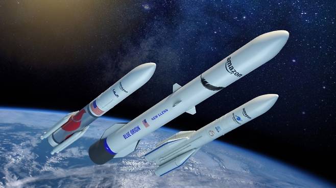 아마존은 2022년 저궤도 위성사업 '프로젝트 카이퍼' 일환으로 3개 로켓 발사 업체와 인공위성 발사 계약을 체결했다. /사진=아마존 홈페이지
