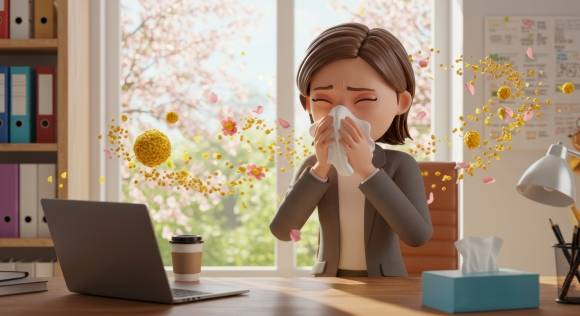 꽃가루 알레르기 이미지. 아이클릭아트
