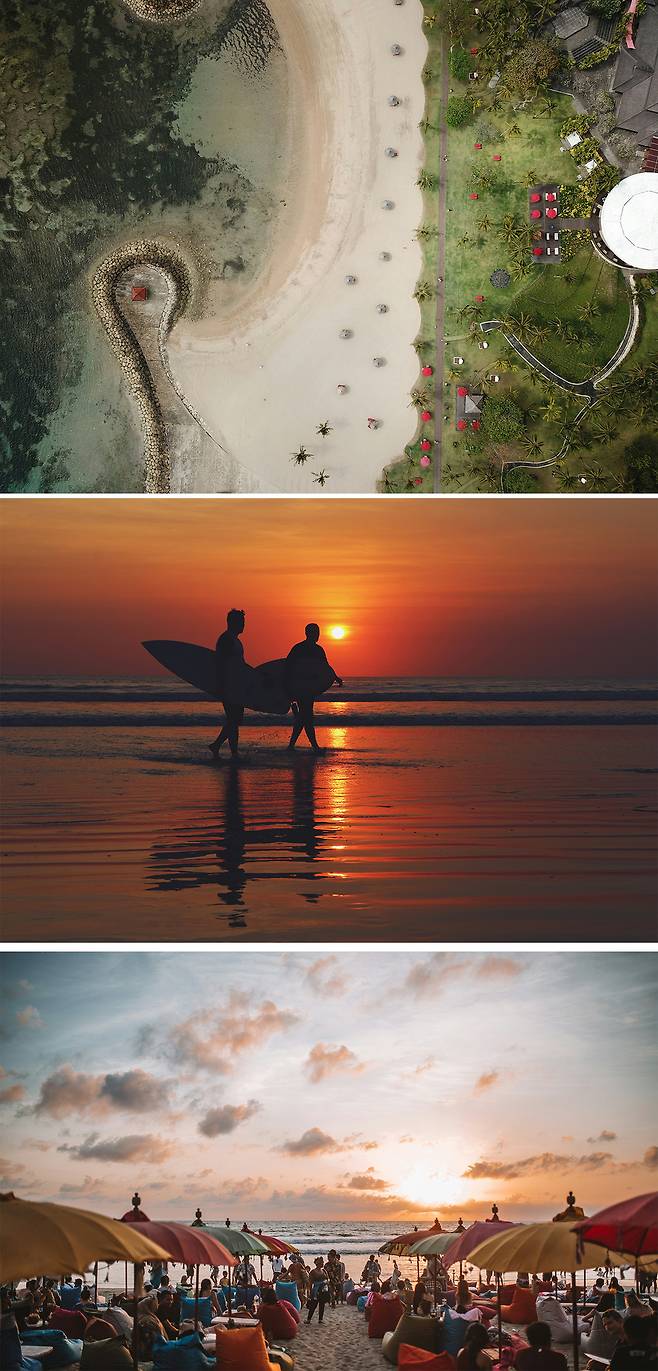 선투숙 지역으로 가장 즐겨찾는 사누르, 꾸따, 스미냑 해변 전경. 사진제공|팜투어