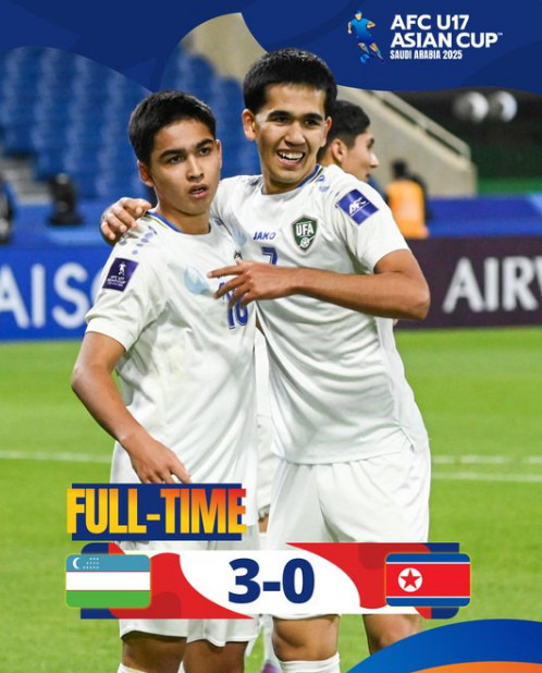 ▲ 2025 아시아축구연맹(AFC) 17세 이하(U-17) 아시안컵 준결승 우즈베키스탄과 북한의 결과 ⓒ AFC