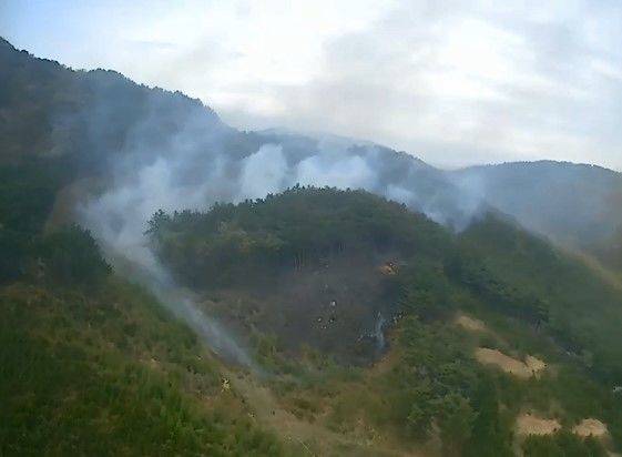 [서천=뉴시스] 충남 서천 비인면 율리 산불 진화 모습. (사진=산림청 제공) 2025.4.19 photo@newsis.com  *재판매 및 DB 금지