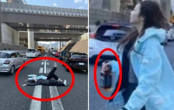 지난 5일 일본 도쿄와 후지산을 잇는 고속도로에서 관광버스 충돌사고가 발생한 가운데, 사고 현장에서 ‘인생 사진’을 찍은 중국인 여성들에게 비난이 쏟아졌다. SCMP, 웨이신 캡처