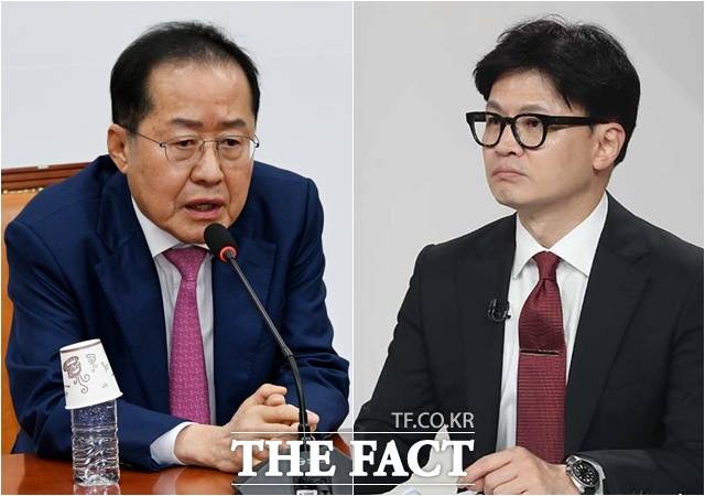 홍준표 후보는 그동안 한동훈 후보를 '배신자'로 규정하며 강도높게 비판해왔다. 이번 토론에서도 홍 후보의 거친 공세를 한 후보가 어떻게 대처할지 주목된다. /배정한 기자·국민의힘