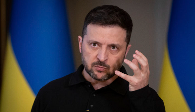 볼로디미르 젤렌스키 우크라이나 대통령이 지난 17일 수도 키이우에서 기자회견을 하고 있다. ⓒAP/뉴시스
