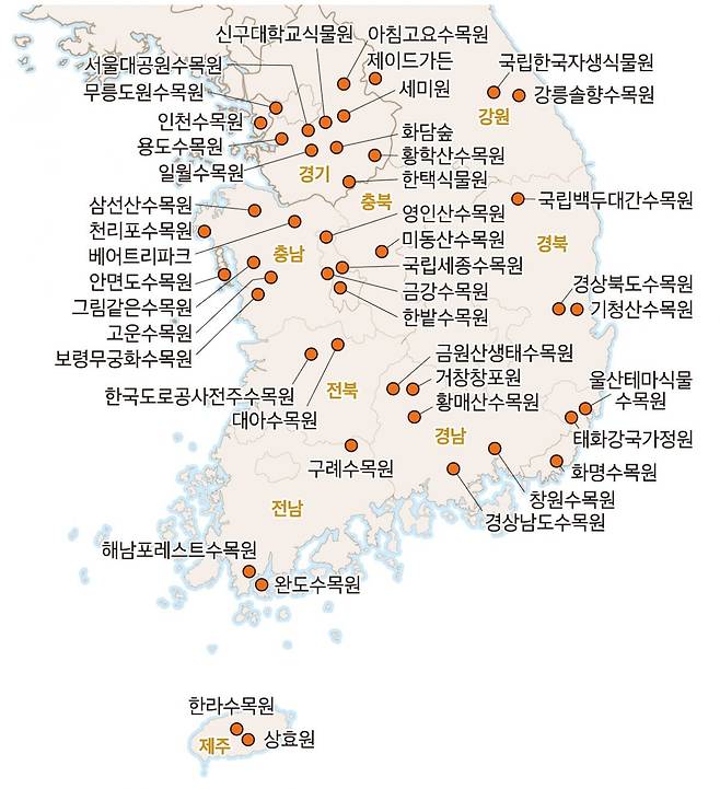‘아름다운 동행’ 스탬프 투어가 가능한 국내 수목원과 정원.