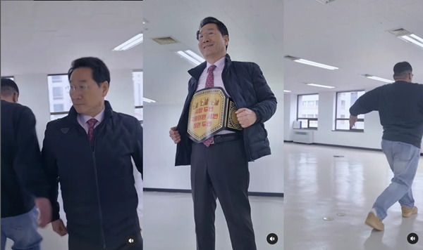▲ 유정복 후보가 인스타그램에 올린 '안 흔한 정치인의 어깨빵 대처법' 영상 갈무리