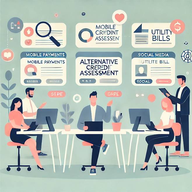 금융사가 대안신용평가를 활용하는 모습을 AI가 그린 이미지<사진=챗GPT·달리3>