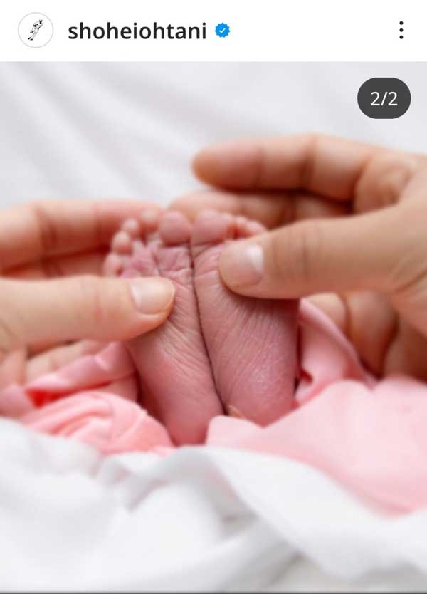 오타니가 아빠가 됐다. 사진= 오타니 인스타그램 캡처.
