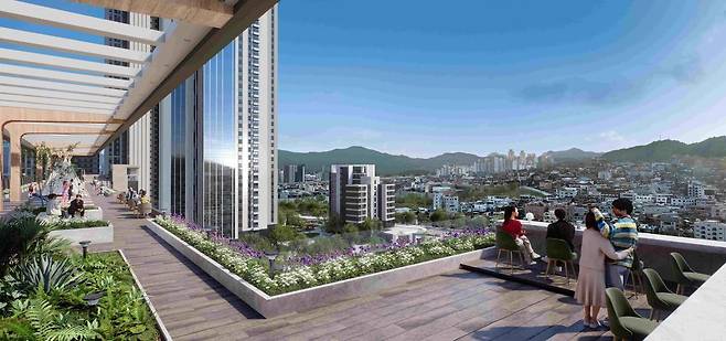 장위8 공공재개발 래미안 트리젠트 스카이워크 조감도. 삼성물산