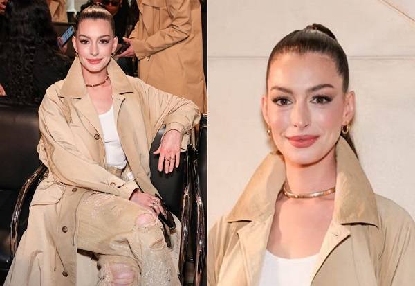 지난 18일 미국의 한 행사에 참석한 앤 해서웨이(42)는 주름 없는 피부를 자랑해 성형 수술 루머에 휩싸였다./사진=Yahoo, People