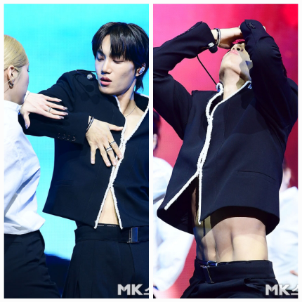 엑소 카이가 복근을 드러낸 강렬한 퍼포먼스와 청순한 꽃미소를 넘나들며 팬심을 뒤흔들었다.사진=김영구 기자