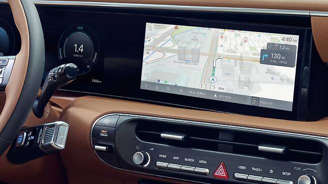 [서울=뉴시스] 현대차그룹 차량에 적용된 최신 온라인 내비게이션 시스템. 실시간으로 최신 정보 기반의 경로를 제공하는 것이 특징이다. (사진=현대차그룹 제공) 2025.04.21 photo@newsis.com *재판매 및 DB 금지