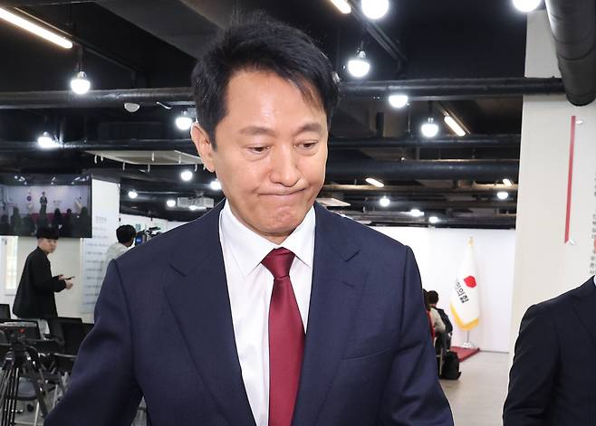 4월12일 오세훈 서울시장이 서울 여의도 국민의힘 당사에서 대선 불출마를 선언했다. ⓒ연합뉴스