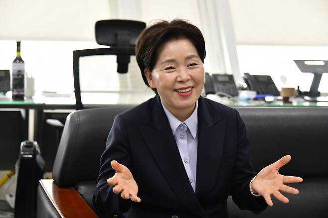 양향자 국민의힘 대선 경선 후보가 21일 오후 광주시의회 기자실을 찾아 경선 4강 진출 의지를 밝히고 있다. ⓒ연합뉴스