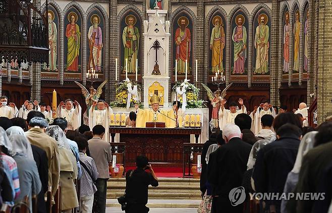 명동성당 예수 부활 대축일 미사 [연합뉴스 자료사진]