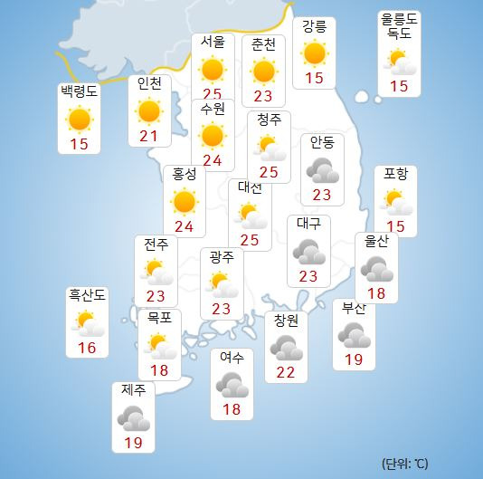 ⓒ기상청: 내일(23일) 오후 날씨