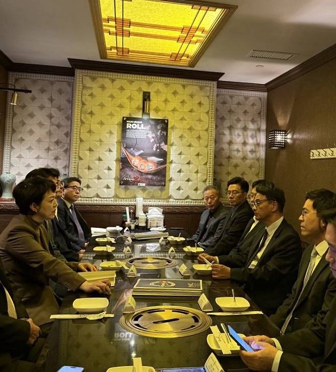 김은혜 국민의힘 의원이 21일(현지시간) 미국에서 미국 진출 기업과 간담회를 가지고 있다. 사진=김은혜 의원실 제공