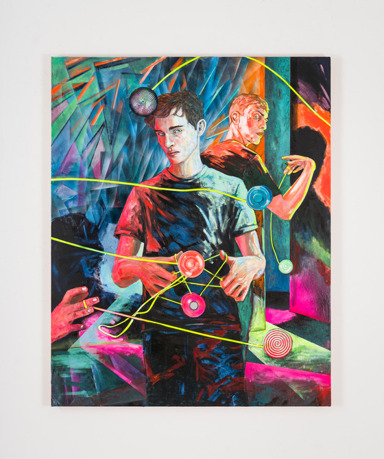 헤르난 바스, 라운드 원(Round one, yo-yo world championships), 2025, Acrylic on linen, 127x101.6㎝. Photo by Silvia Ros. [사진 리만머핀]
