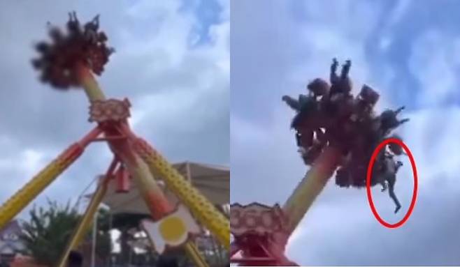 인도네시아에서 10대 소년이 놀이기구를 타던 중 떨어져 부상을 입었다