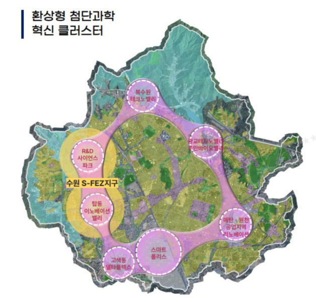 환상형 첨단과학 혁신 클러스터 계획도. 수원시 제공