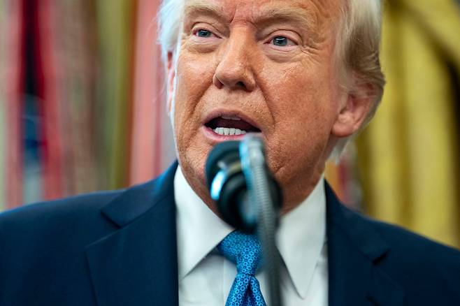 22일(현지 시각) 도널드 트럼프 미국 대통령의 모습 / UPI=연합뉴스