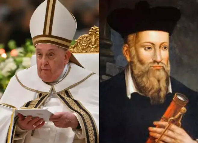 프란치스코 교황과 노스트라다무스. [이코노믹타임스 갈무리]