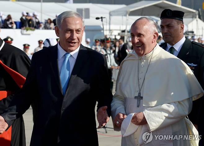 프란치스코 교황과 베냐민 네타냐후 이스라엘 총리 [EPA 연합뉴스 자료사진. 재판매 및 DB 금지]