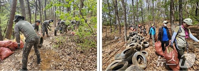 지난 23일 국립공원과 56사단, 자원봉사자들이 북한산 내 군사시설을 철거하고 있다. (북한산국립공원 제공, 재판매 및 DB금지)