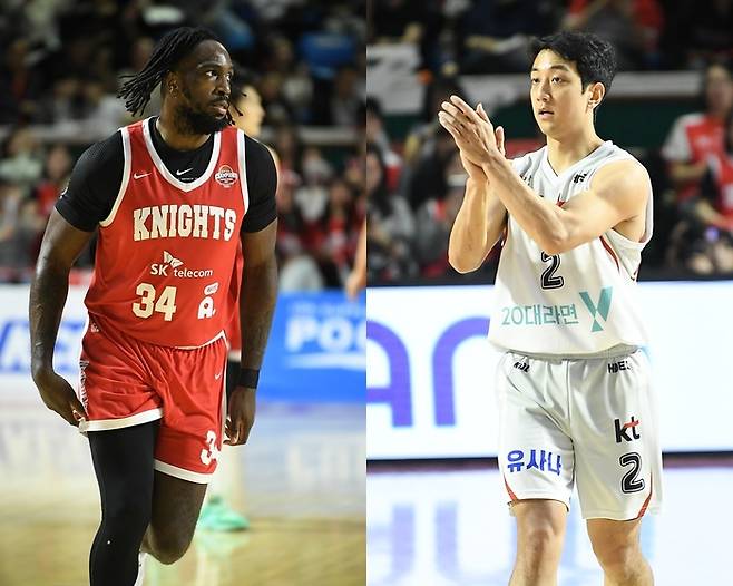 서울 SK 자밀 워니와 수원 KT 허훈. 사진 | KBL