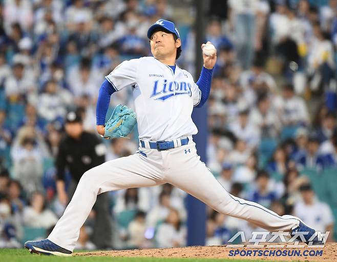 19일 대구 라이온즈파크에서 열린 롯데-삼성전. 백정현이 투구하고 있다. 대구=정재근 기자 cjg@sportschosun.com/2025.4.19/