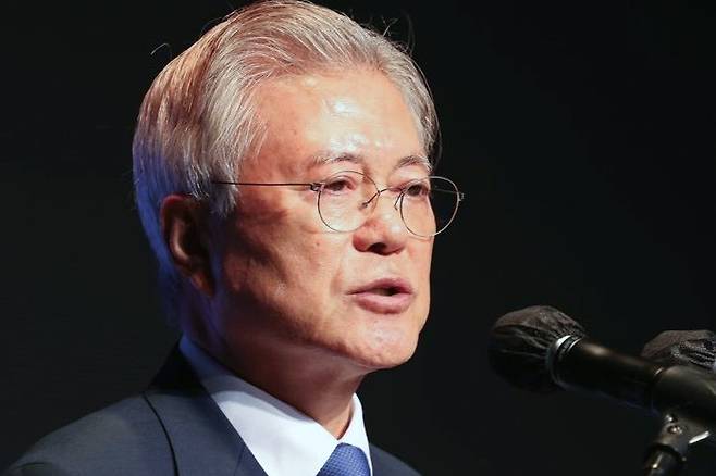 문재인 전 대통령이 지난해 9월 20일 호텔현대 바이라한 목포에서 열린 9·19 평양공동선언 6주년 기념포럼 전남 평화회의에서 기조연설을 하고 있다. 사진=뉴스1