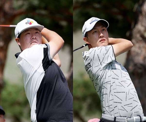 2025년 한국프로골프(KPGA) 투어 우리금융 챔피언십에 출전한 임성재, 김백준 프로가 1라운드에서 경기하는 모습이다. 사진제공=KPGA