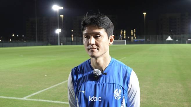 ▲사우디 제다 현지에서 KBC 취재진과 인터뷰하는 광주FC 주세종