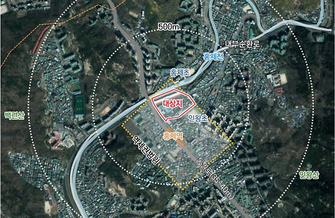 서울 서대문구의 유진상가와 인왕시장 일대 복합개발 대상지/사진=서울시청