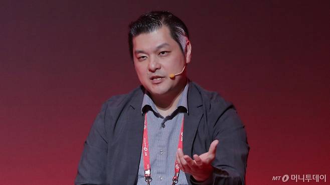 이무혁 한국해외인프라도시개발지원공사 투자지원정책실장이 24일 영등포구 콘래드 서울 호텔에서 머니투데이 주최로 진행된 '2025 키플랫폼' 총회에서 '퍼시픽 포에두스의 신(新) 북방전략'에 대한 대담을 하고 있다. /사진=김창현 기자 chmt@