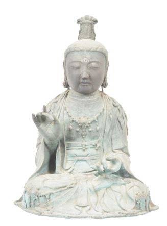 [서울=뉴시스] 2012년 일본 나가사키현 쓰시마섬 사찰 관음사(간논지·観音寺)에서 도난당해 한국에 반입된 금동관음보살좌상이 다음 달 일본에 반환된다. (사진=서산 부석사 홈페이지 갈무리) 2025.04.24. *재판매 및 DB 금지