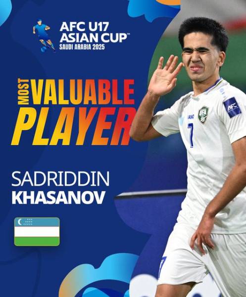MVP에 오른 사드리딘 카사노프. /사진=AFC 공식 SNS 갈무리
