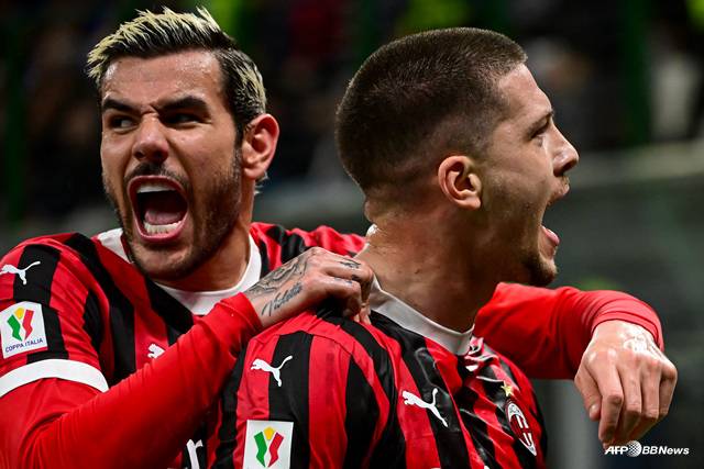 AC밀란의 골 세리머니. /AFPBBNews=뉴스1