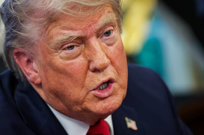 도널드 트럼프 미국 대통령이 23일 백악관에서 발언을 하고 있다. /UPI 연합뉴스